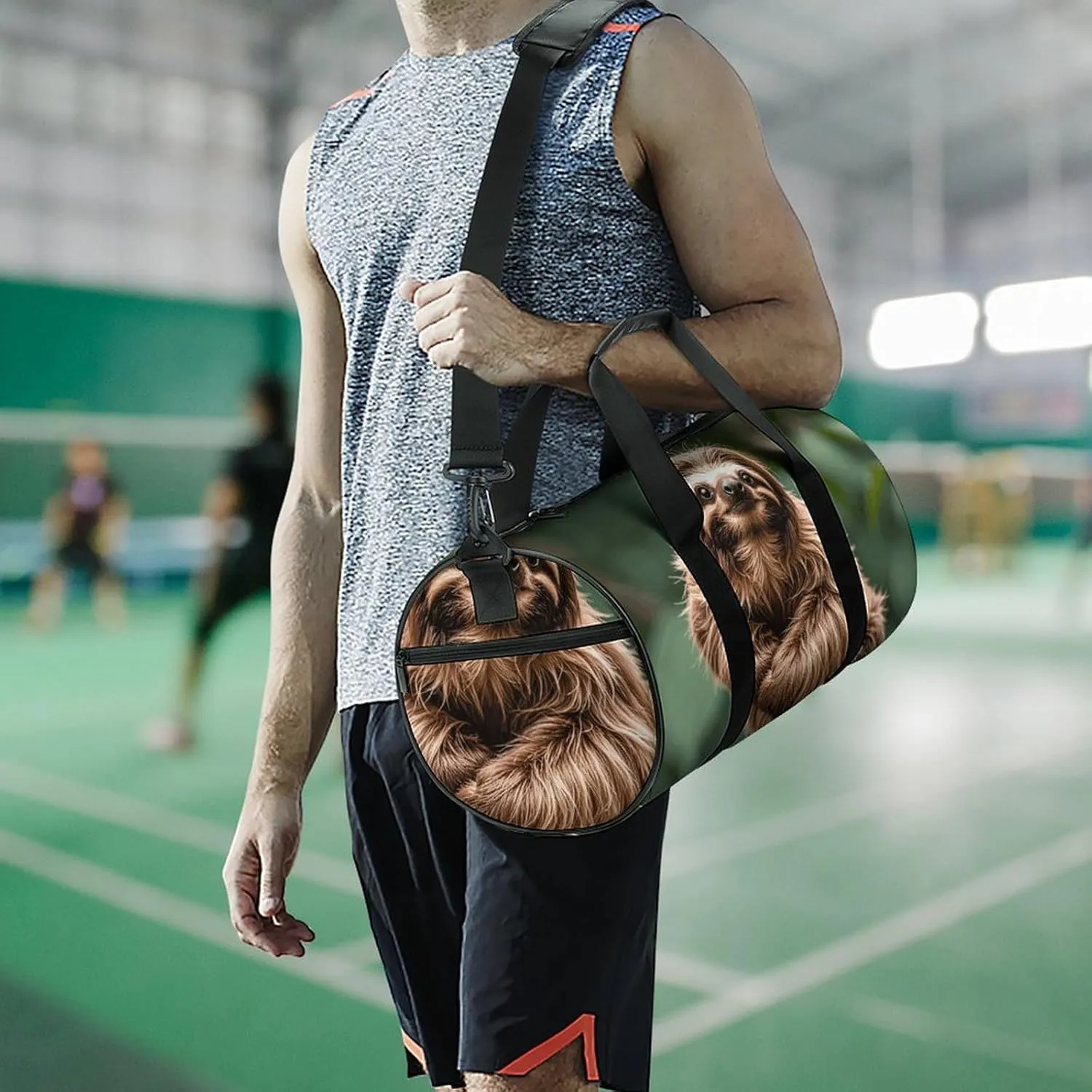 Gym Bags Small Brown Sloth Duffel Bag Overnight Bag with Shoe Compartment Carryon Bag for Men Women