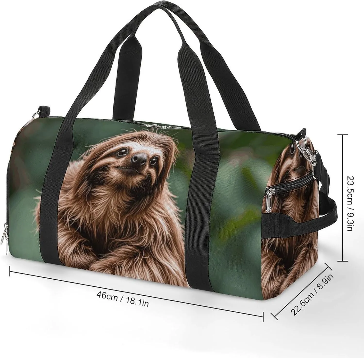 Gym Bags Small Brown Sloth Duffel Bag Overnight Bag with Shoe Compartment Carryon Bag for Men Women
