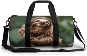 Gym Bags Small Brown Sloth Duffel Bag Overnight Bag with Shoe Compartment Carryon Bag for Men Women