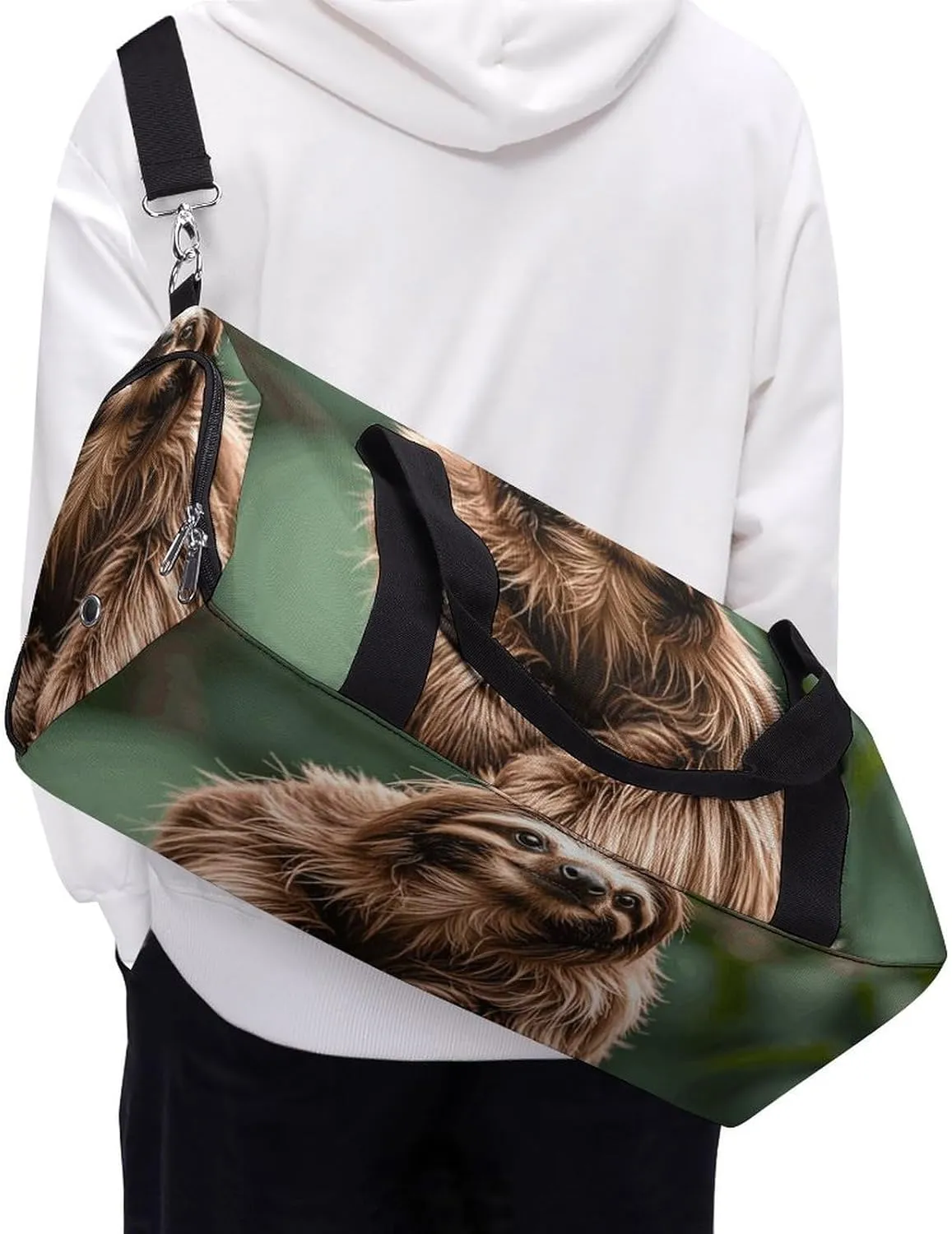 Gym Bags Small Brown Sloth Duffel Bag Overnight Bag with Shoe Compartment Carryon Bag for Men Women