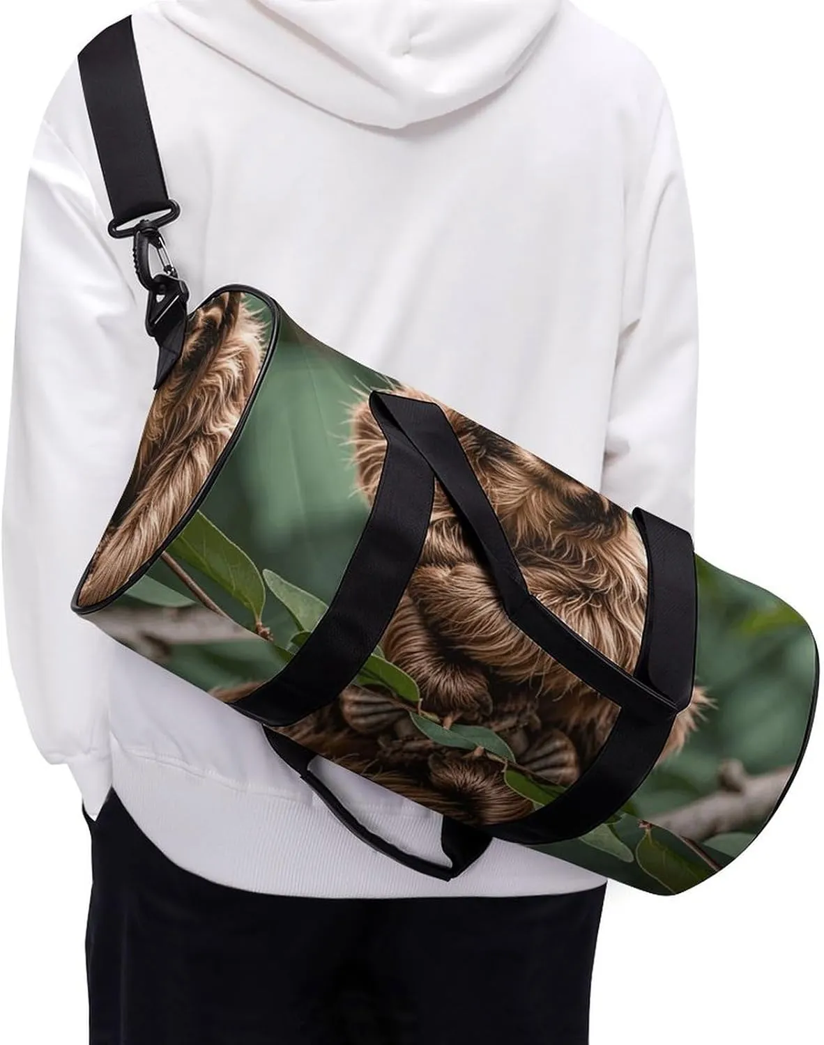 Gym Bags Small Brown Sloth Duffel Bag Overnight Bag with Shoe Compartment Carryon Bag for Men Women