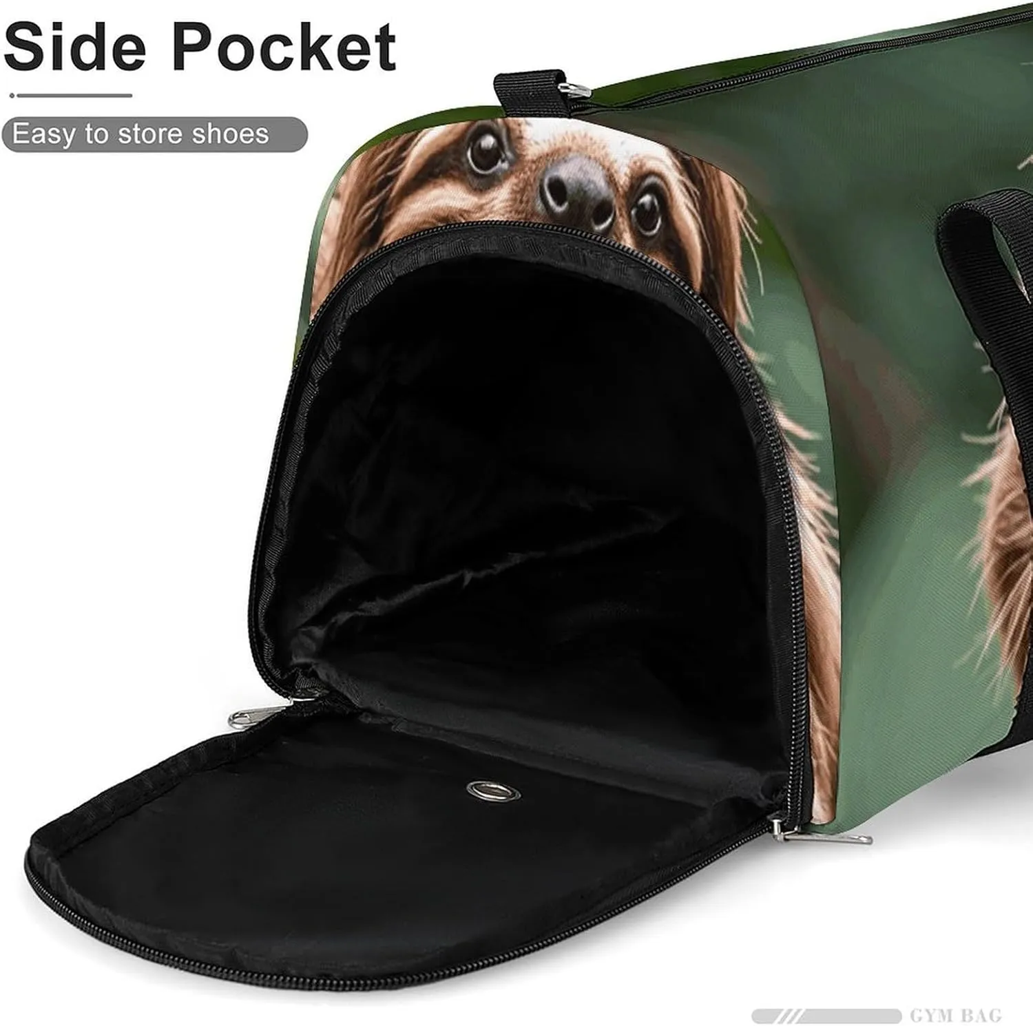 Gym Bags Small Brown Sloth Duffel Bag Overnight Bag with Shoe Compartment Carryon Bag for Men Women