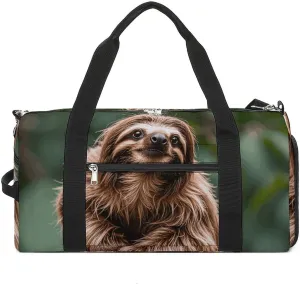 Gym Bags Small Brown Sloth Duffel Bag Overnight Bag with Shoe Compartment Carryon Bag for Men Women