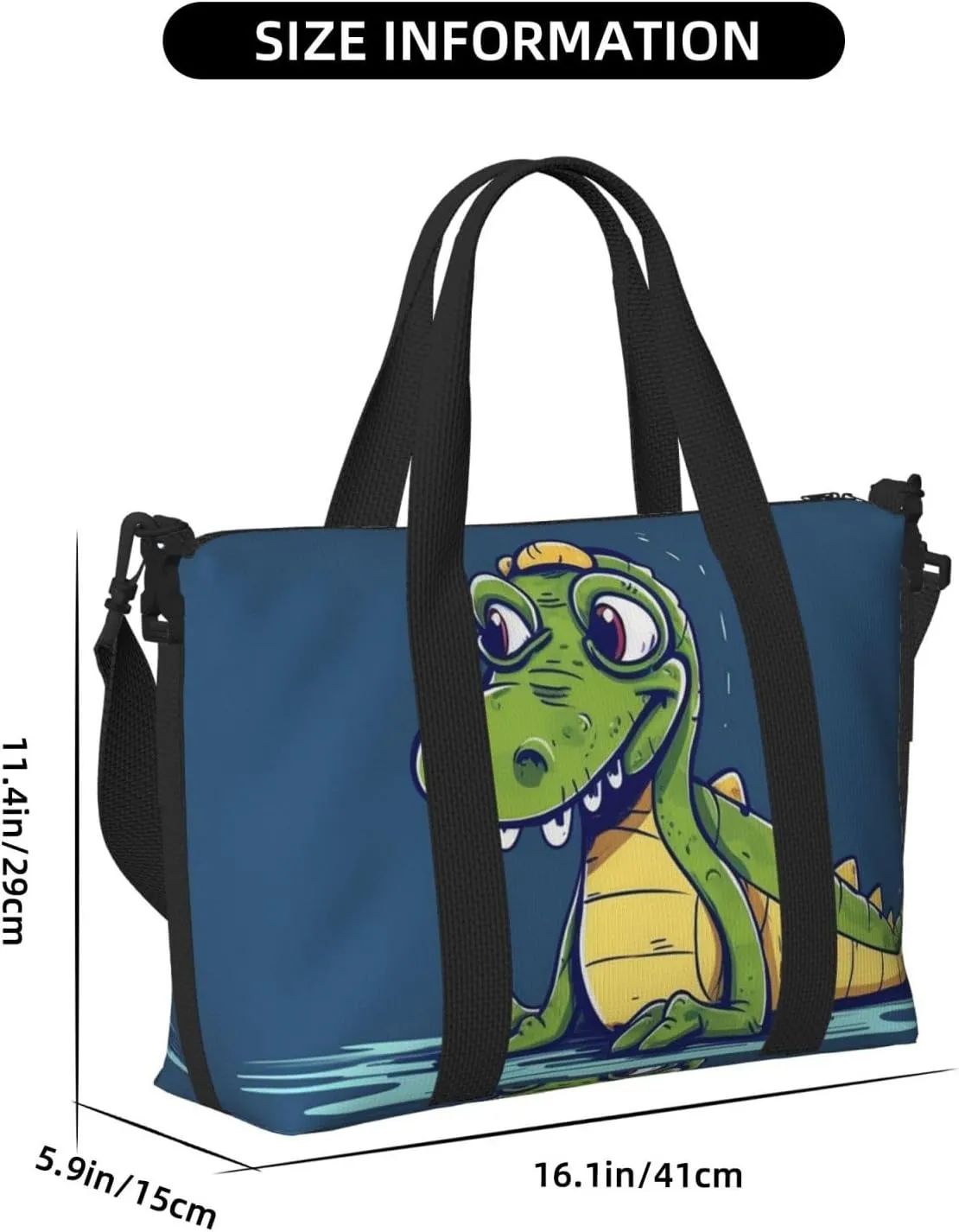 Gym Bags Small Cartoon crocodile Duffel Bag Overnight Bag with Shoe Compartment Carryon Bag for Men Women