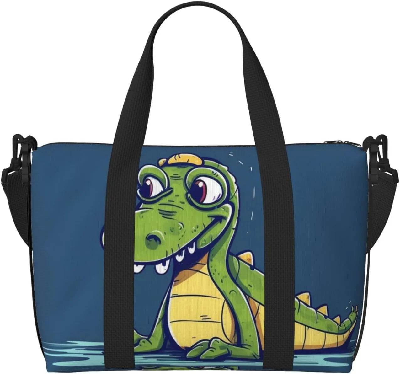 Gym Bags Small Cartoon crocodile Duffel Bag Overnight Bag with Shoe Compartment Carryon Bag for Men Women