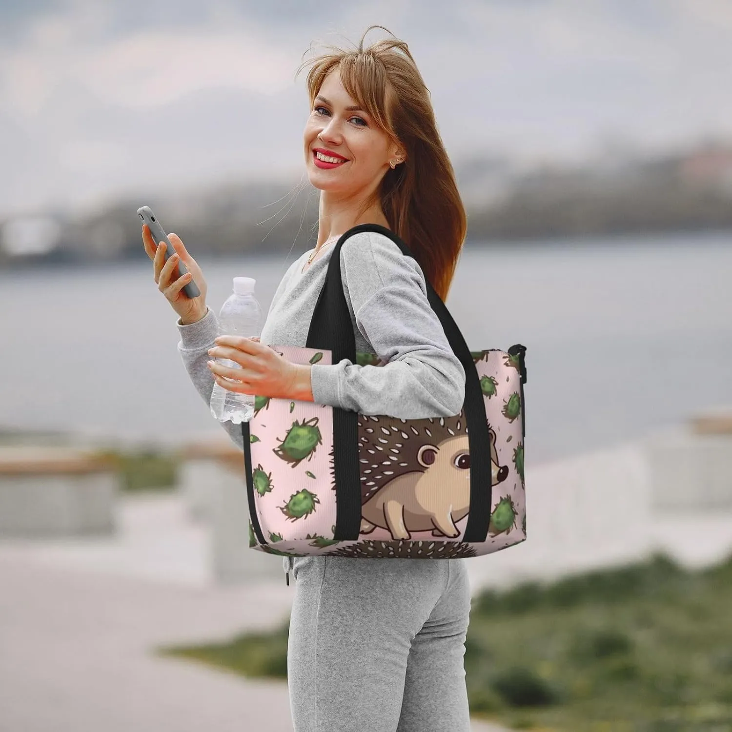 Gym Bags Small Cartoon hedgehog Duffel Bag Overnight Bag with Shoe Compartment Carryon Bag for Men Women