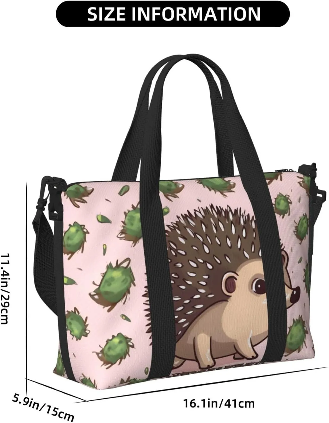 Gym Bags Small Cartoon hedgehog Duffel Bag Overnight Bag with Shoe Compartment Carryon Bag for Men Women