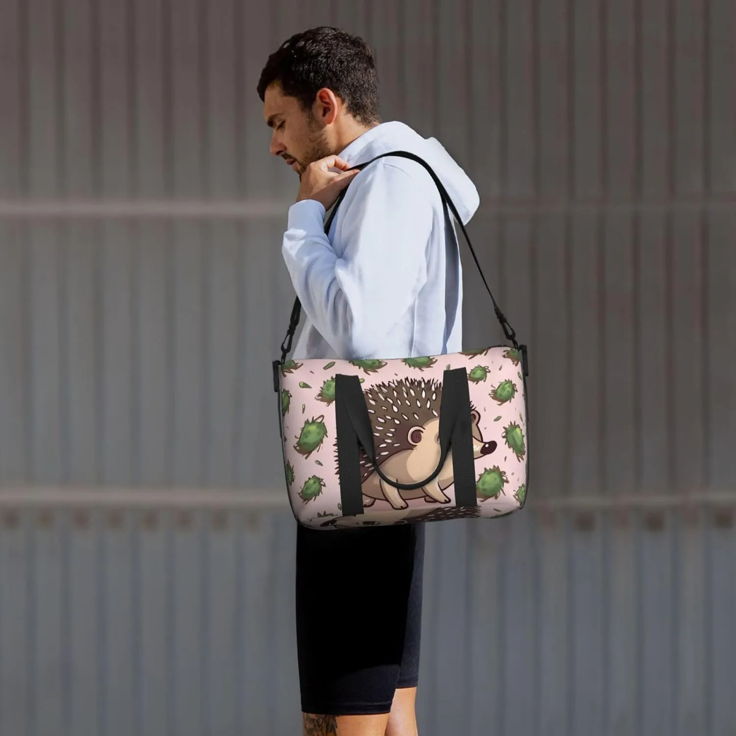 Gym Bags Small Cartoon hedgehog Duffel Bag Overnight Bag with Shoe Compartment Carryon Bag for Men Women