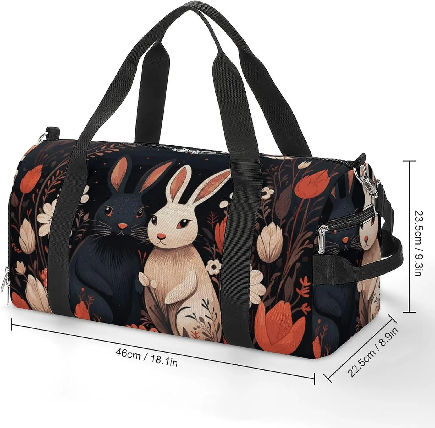 Gym Bags Small Cartoon Rabbit Couple Duffel Bag Overnight Bag with Shoe Compartment Carryon Bag for Men Women
