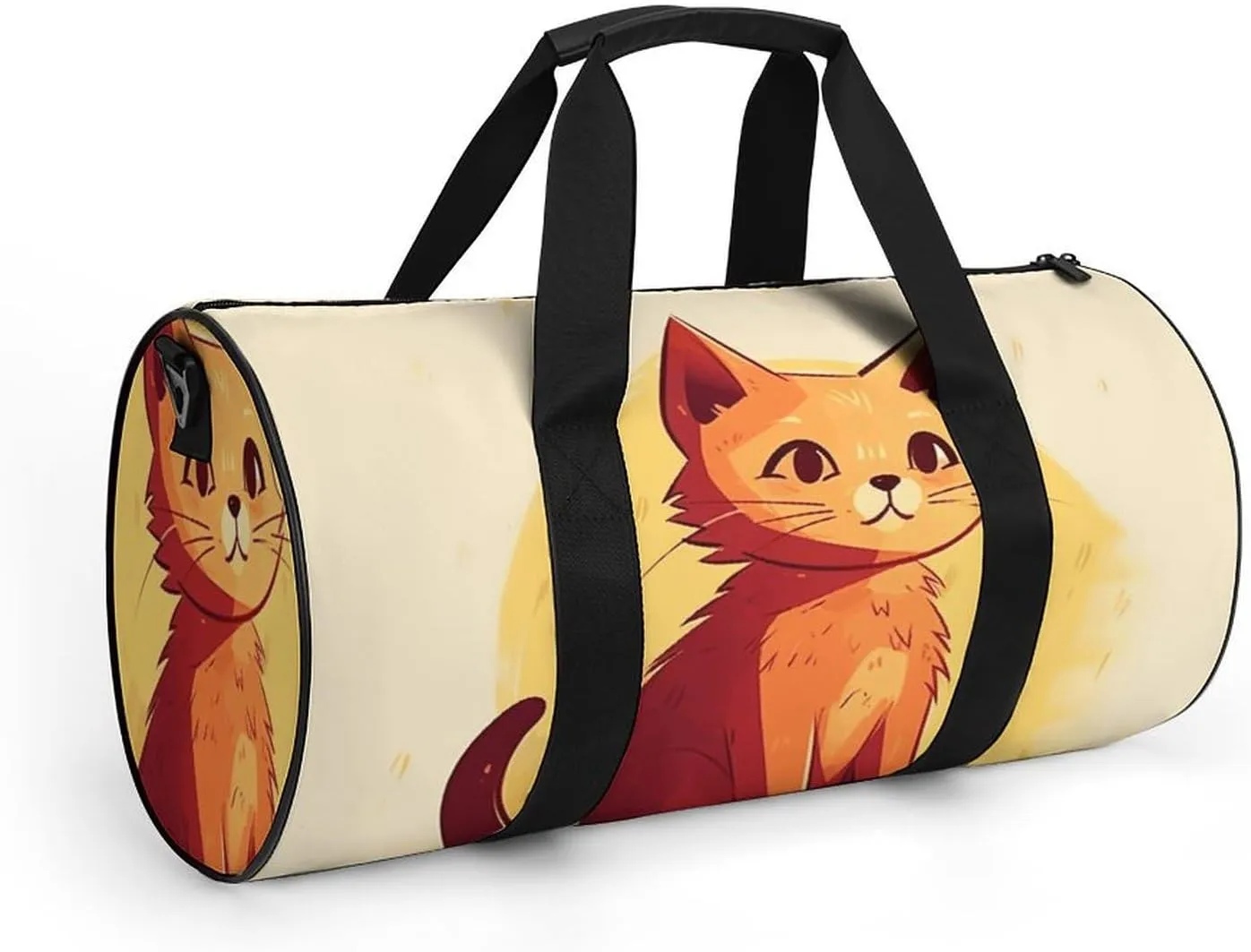 Gym Bags Small Cat Drawing Duffel Bag Overnight Bag with Shoe Compartment Carryon Bag for Men Women