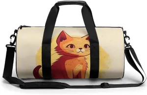 Gym Bags Small Cat Drawing Duffel Bag Overnight Bag with Shoe Compartment Carryon Bag for Men Women