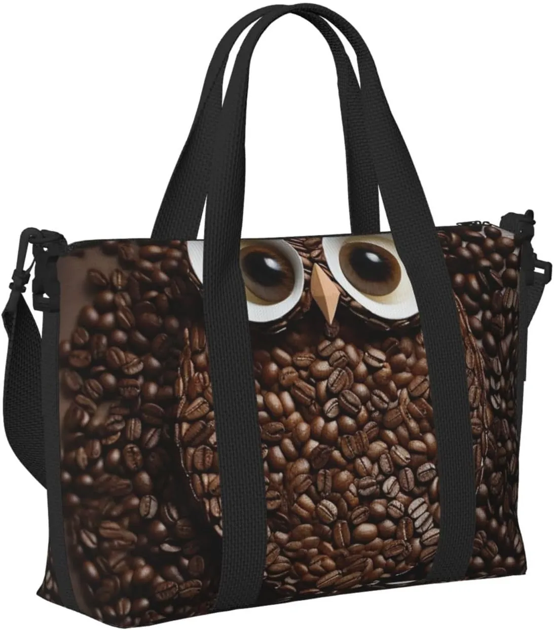 Gym Bags Small Coffee bean owl Duffel Bag Overnight Bag with Shoe Compartment Carryon Bag for Men Women