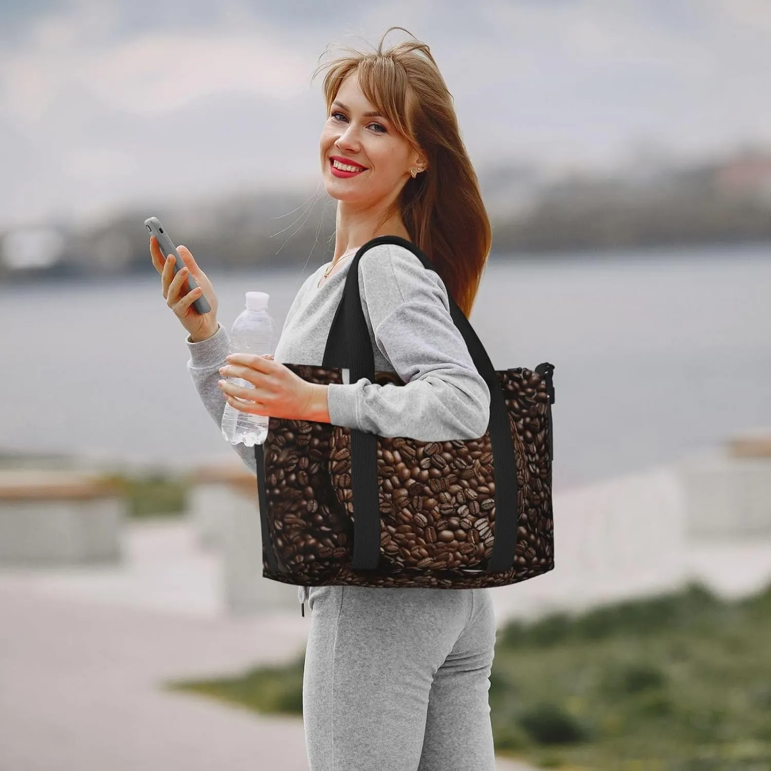 Gym Bags Small Coffee bean owl Duffel Bag Overnight Bag with Shoe Compartment Carryon Bag for Men Women
