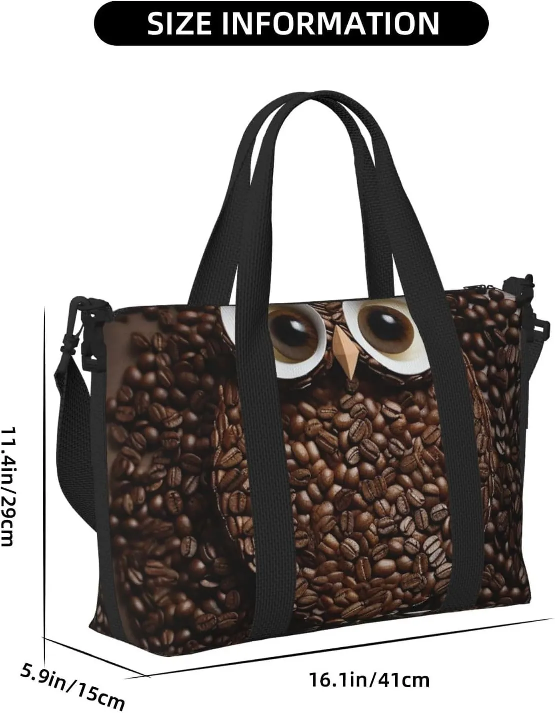 Gym Bags Small Coffee bean owl Duffel Bag Overnight Bag with Shoe Compartment Carryon Bag for Men Women