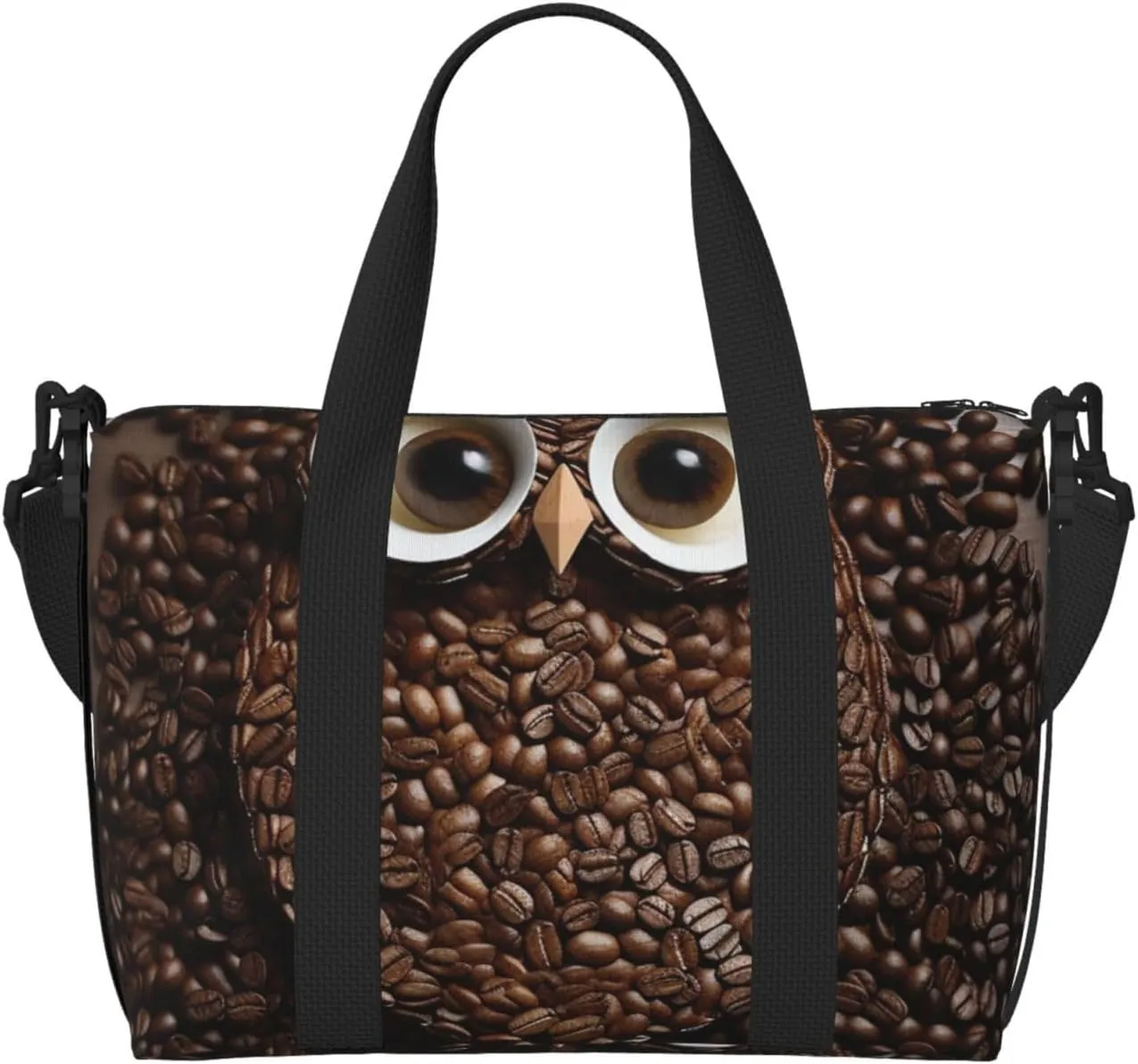 Gym Bags Small Coffee bean owl Duffel Bag Overnight Bag with Shoe Compartment Carryon Bag for Men Women