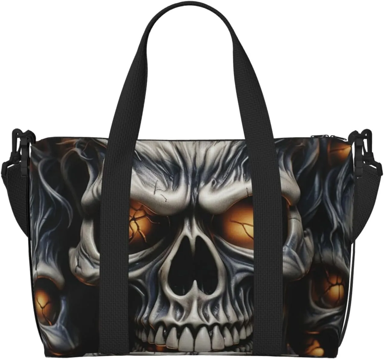 Gym Bags Small Cool Evil Skull Duffel Bag Overnight Bag with Shoe Compartment Carryon Bag for Men Women