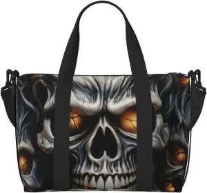 Gym Bags Small Cool Evil Skull Duffel Bag Overnight Bag with Shoe Compartment Carryon Bag for Men Women