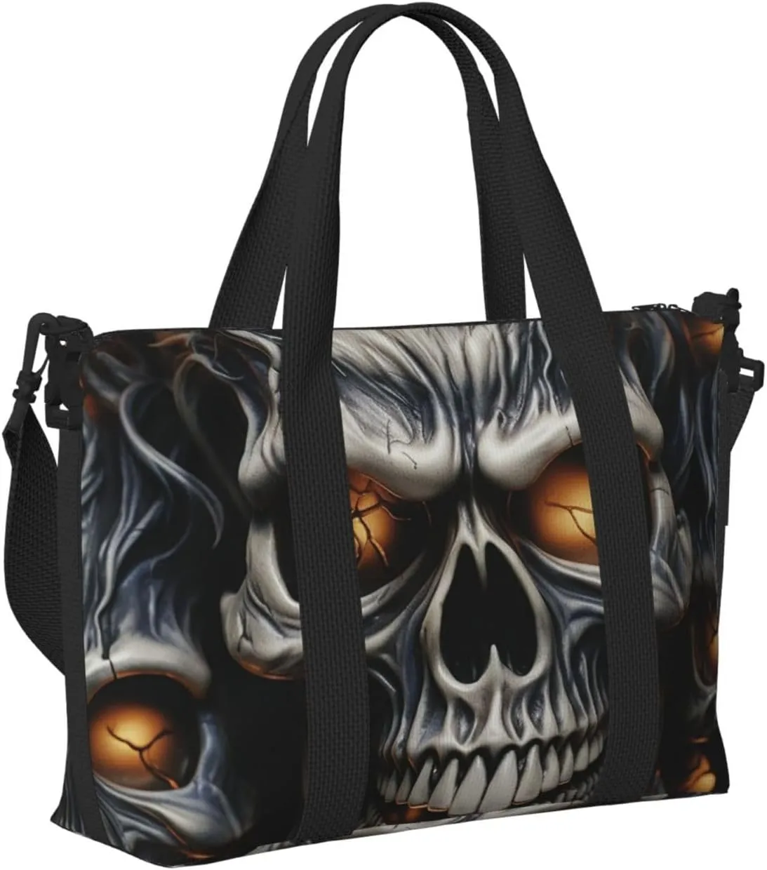 Gym Bags Small Cool Evil Skull Duffel Bag Overnight Bag with Shoe Compartment Carryon Bag for Men Women