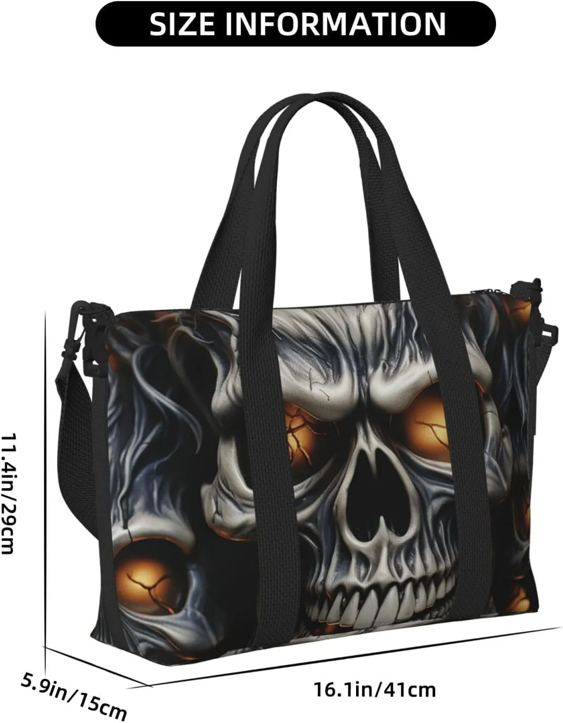 Gym Bags Small Cool Evil Skull Duffel Bag Overnight Bag with Shoe Compartment Carryon Bag for Men Women