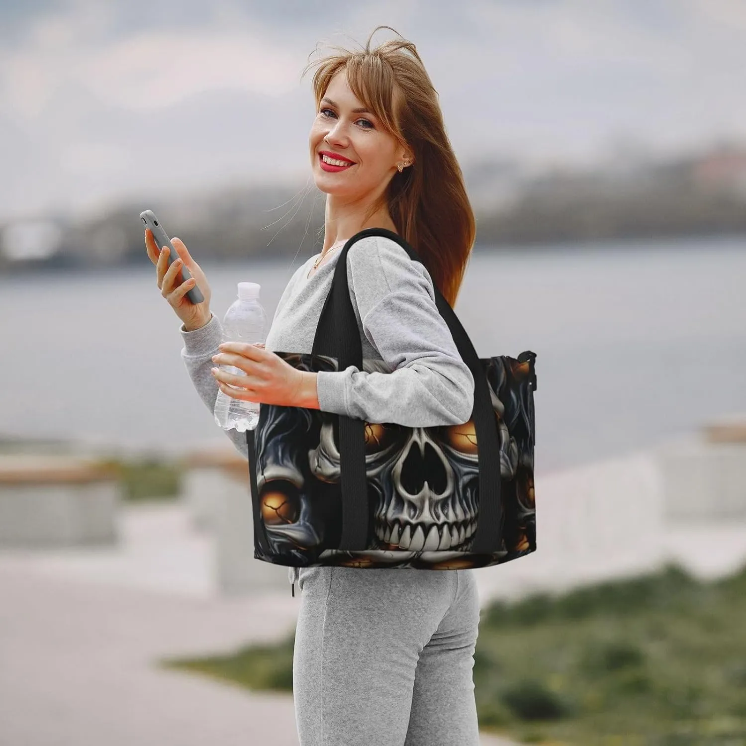 Gym Bags Small Cool Evil Skull Duffel Bag Overnight Bag with Shoe Compartment Carryon Bag for Men Women