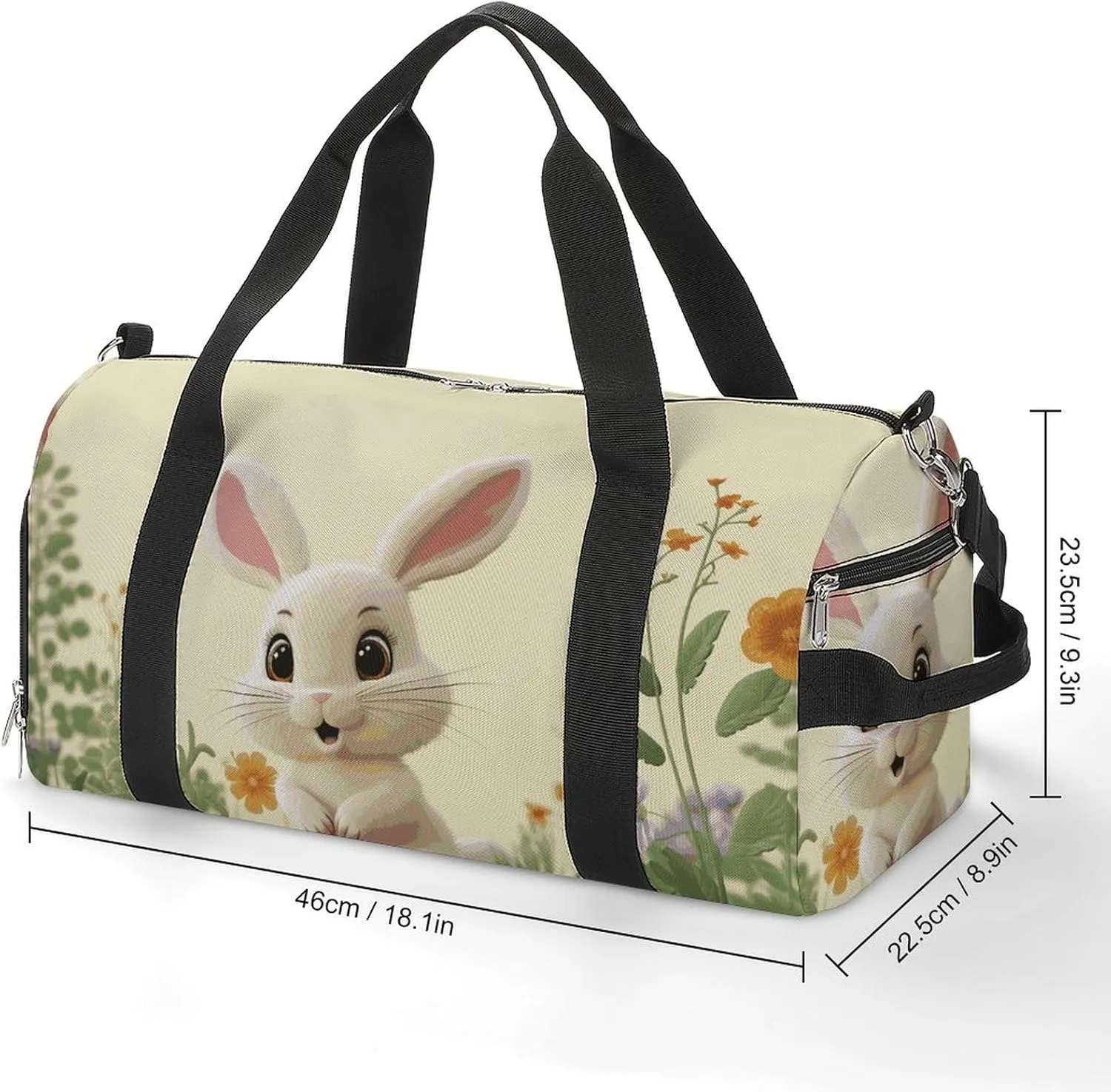 Gym Bags Small Cute Bunny Duffel Bag Overnight Bag with Shoe Compartment Carryon Bag for Men Women