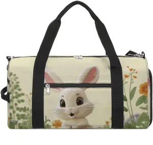 Gym Bags Small Cute Bunny Duffel Bag Overnight Bag with Shoe Compartment Carryon Bag for Men Women