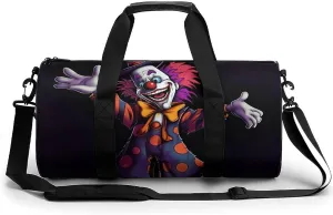Gym Bags Small Cute Cartoon Clown Duffel Bag Overnight Bag with Shoe Compartment Carryon Bag for Men Women