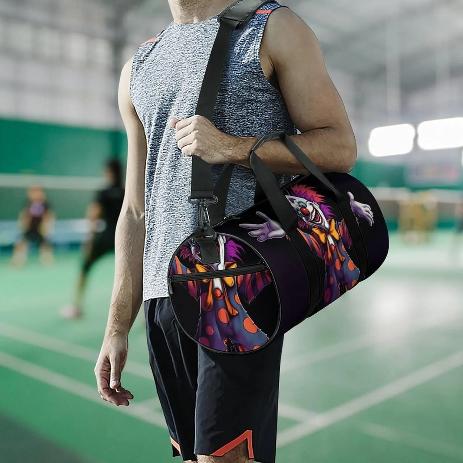 Gym Bags Small Cute Cartoon Clown Duffel Bag Overnight Bag with Shoe Compartment Carryon Bag for Men Women