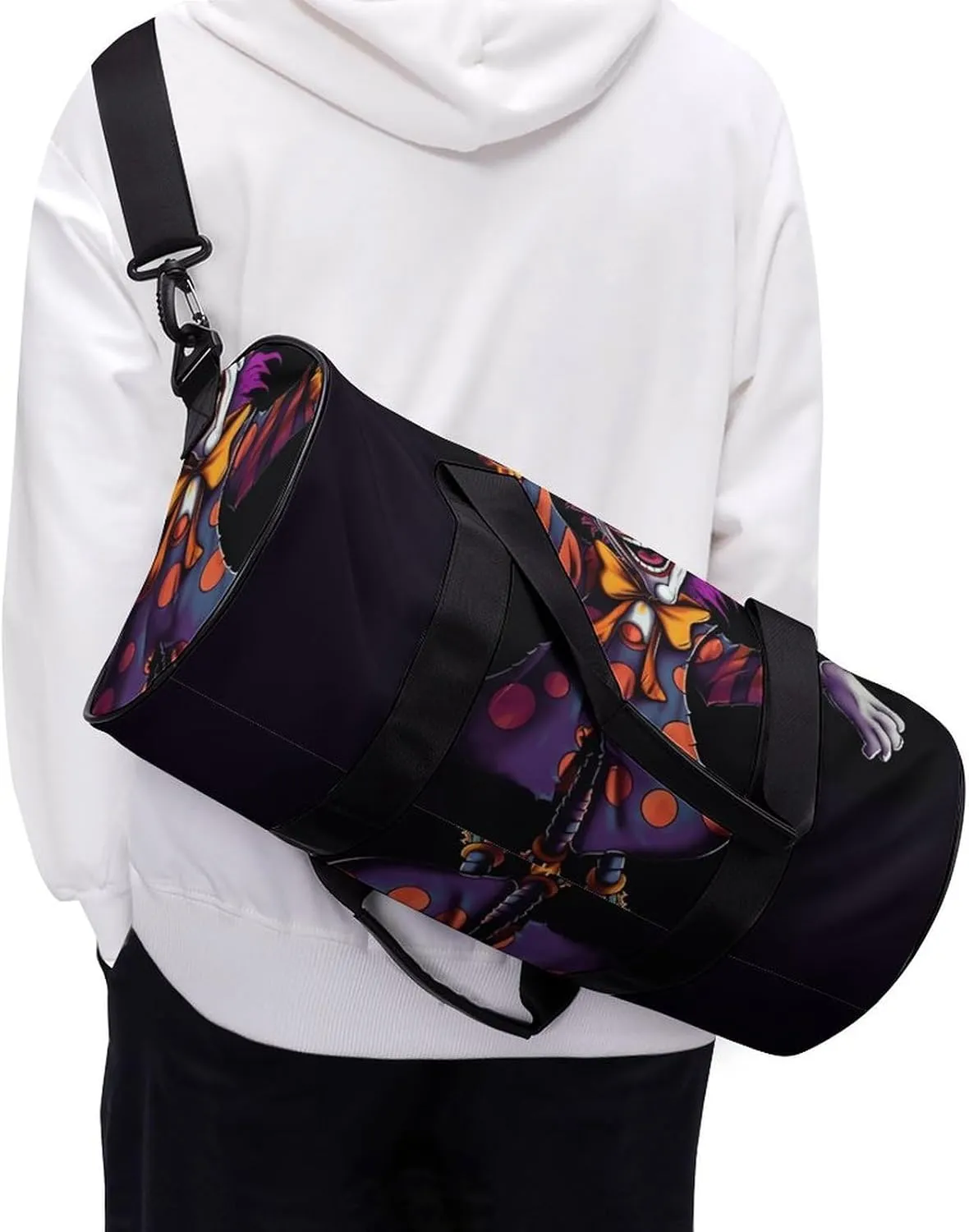 Gym Bags Small Cute Cartoon Clown Duffel Bag Overnight Bag with Shoe Compartment Carryon Bag for Men Women