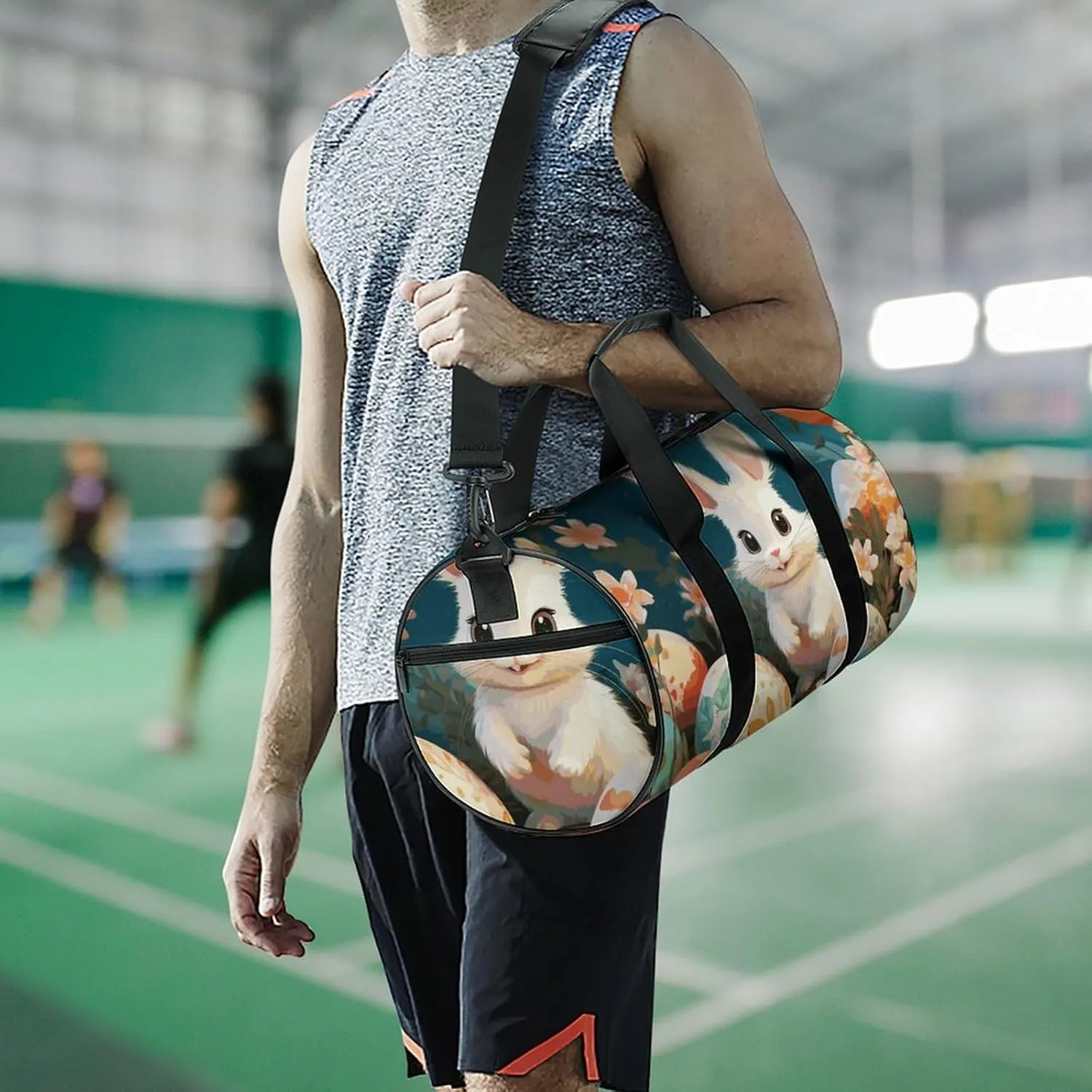 Gym Bags Small Cute Easter Bunny Duffel Bag Overnight Bag with Shoe Compartment Carryon Bag for Men Women