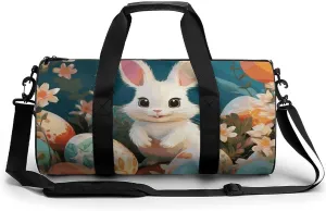 Gym Bags Small Cute Easter Bunny Duffel Bag Overnight Bag with Shoe Compartment Carryon Bag for Men Women