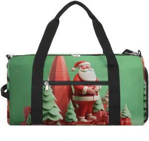 Gym Bags Small Cute Santa Claus Duffel Bag Overnight Bag with Shoe Compartment Carryon Bag for Men Women