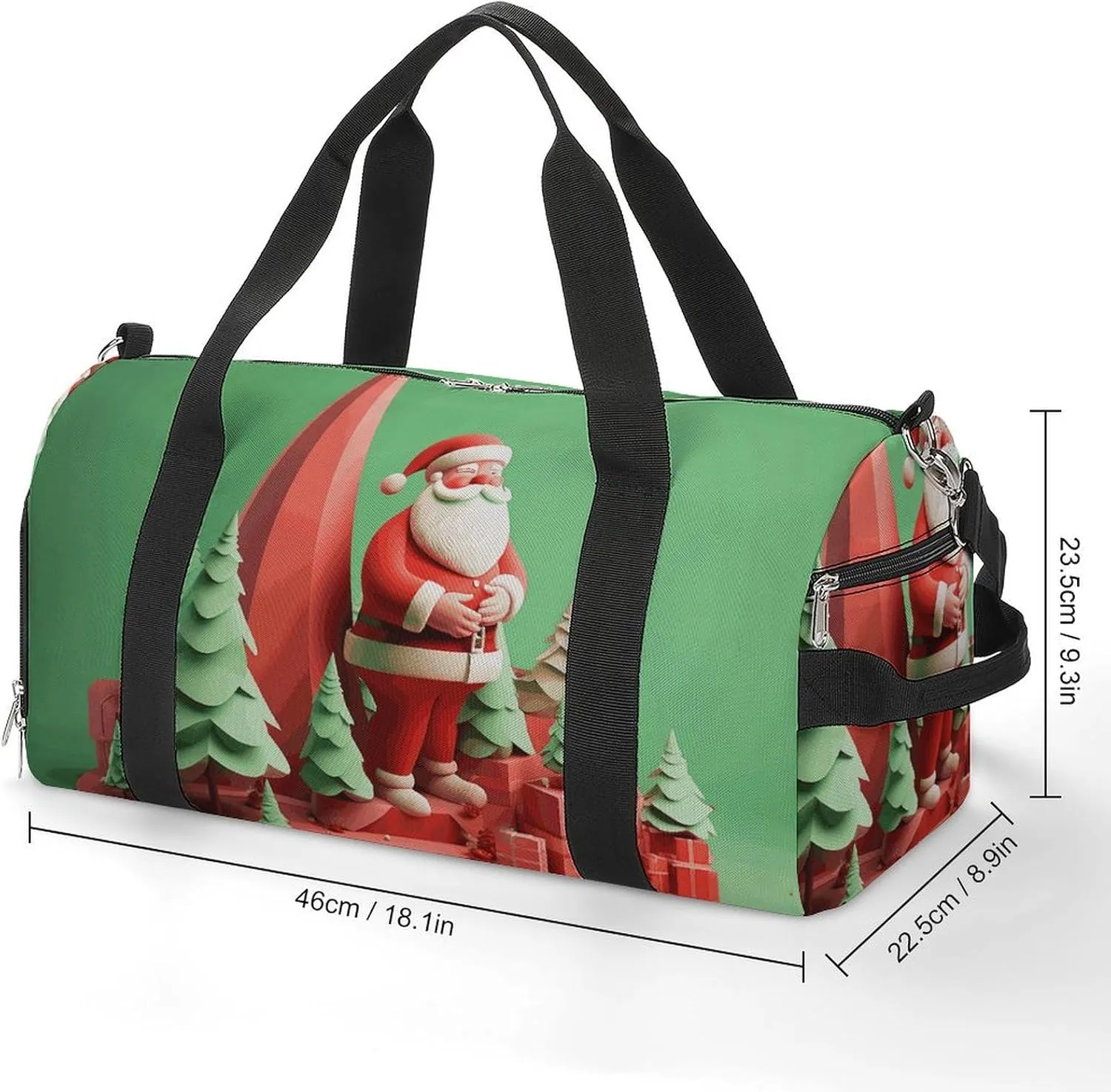 Gym Bags Small Cute Santa Claus Duffel Bag Overnight Bag with Shoe Compartment Carryon Bag for Men Women