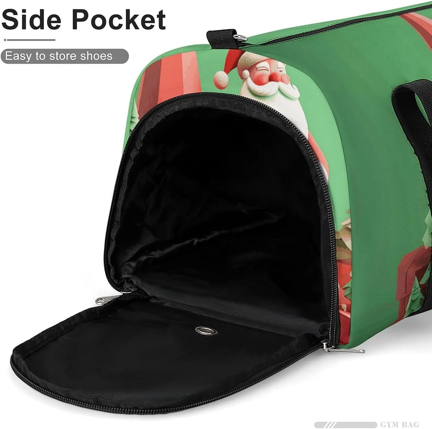 Gym Bags Small Cute Santa Claus Duffel Bag Overnight Bag with Shoe Compartment Carryon Bag for Men Women