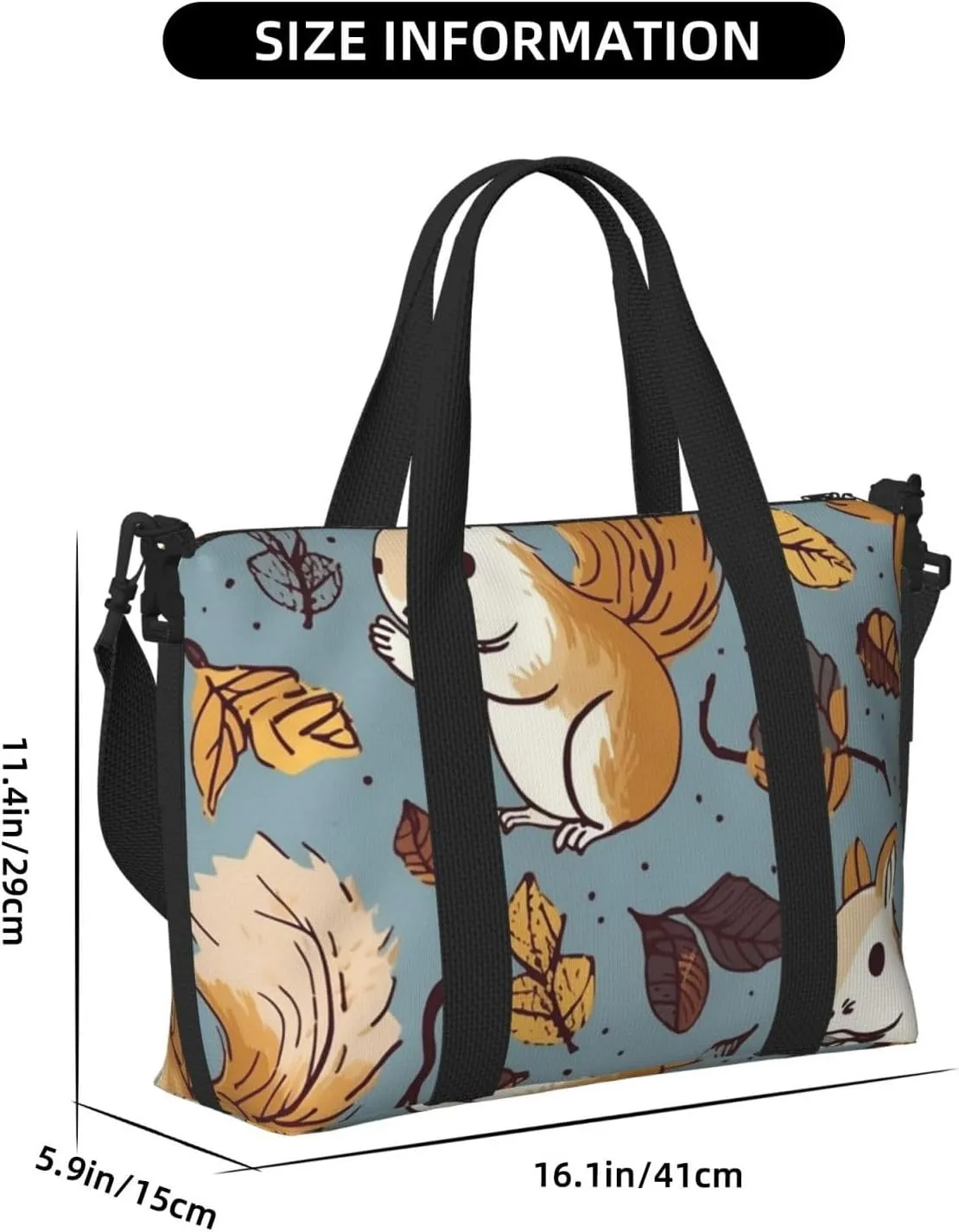 Gym Bags Small Cute Squirrel Duffel Bag Overnight Bag with Shoe Compartment Carryon Bag for Men Women