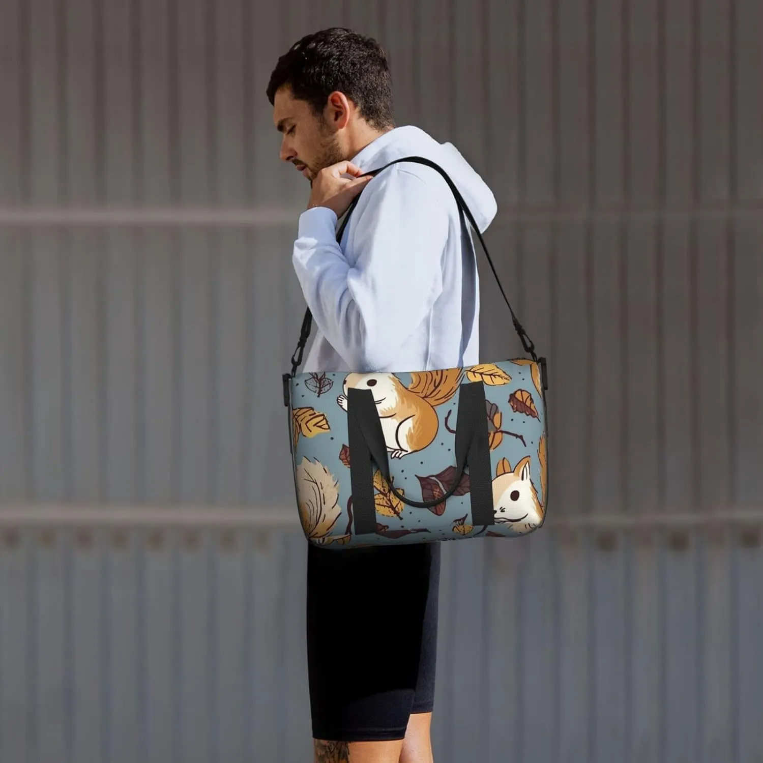 Gym Bags Small Cute Squirrel Duffel Bag Overnight Bag with Shoe Compartment Carryon Bag for Men Women