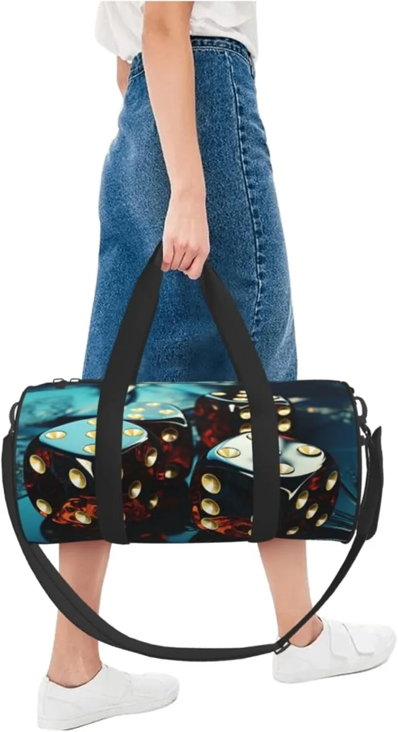 Gym Bags Small Dice Graphics Duffel Bag Overnight Bag with Shoe Compartment Carryon Bag for Men Women