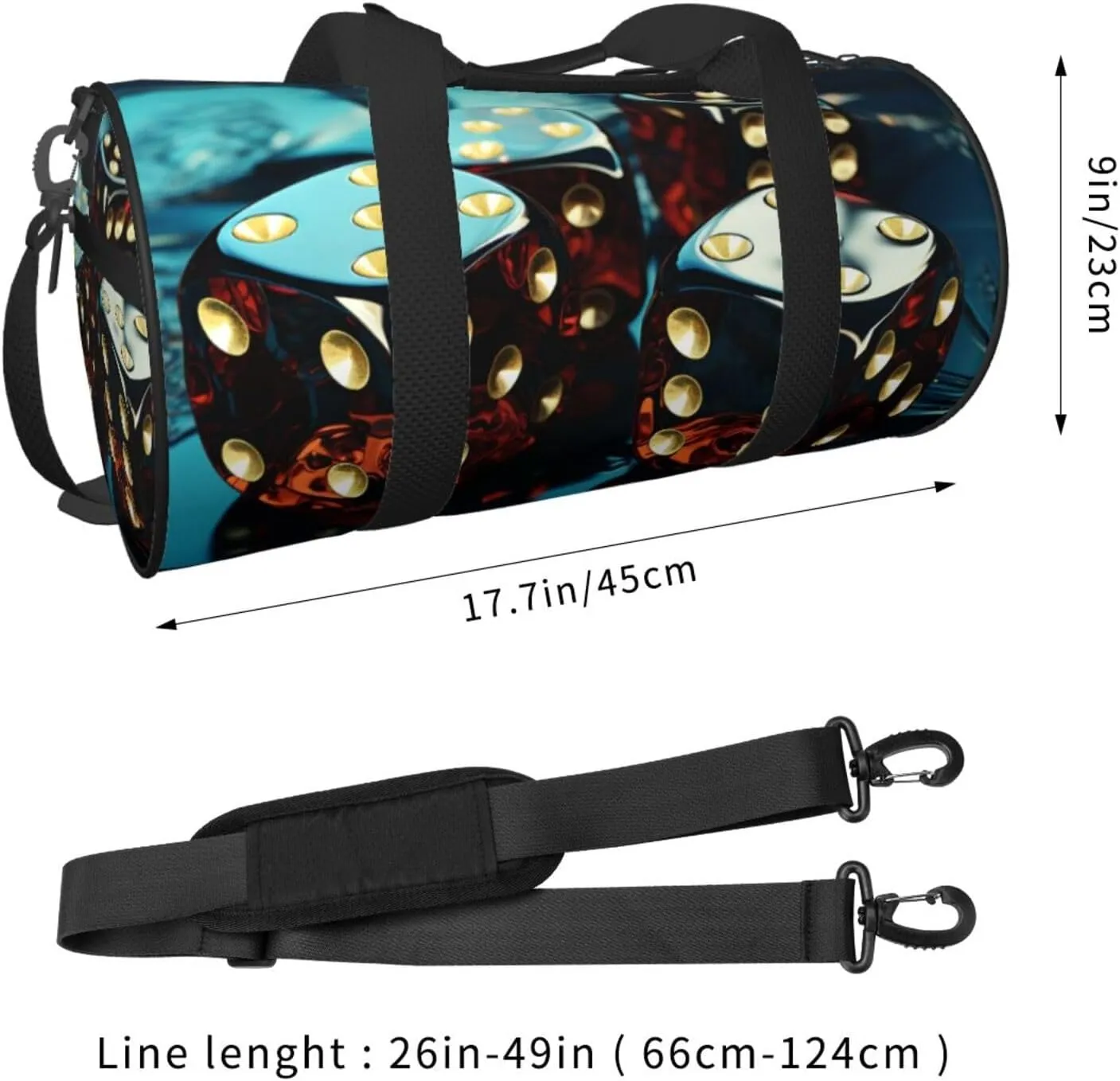 Gym Bags Small Dice Graphics Duffel Bag Overnight Bag with Shoe Compartment Carryon Bag for Men Women