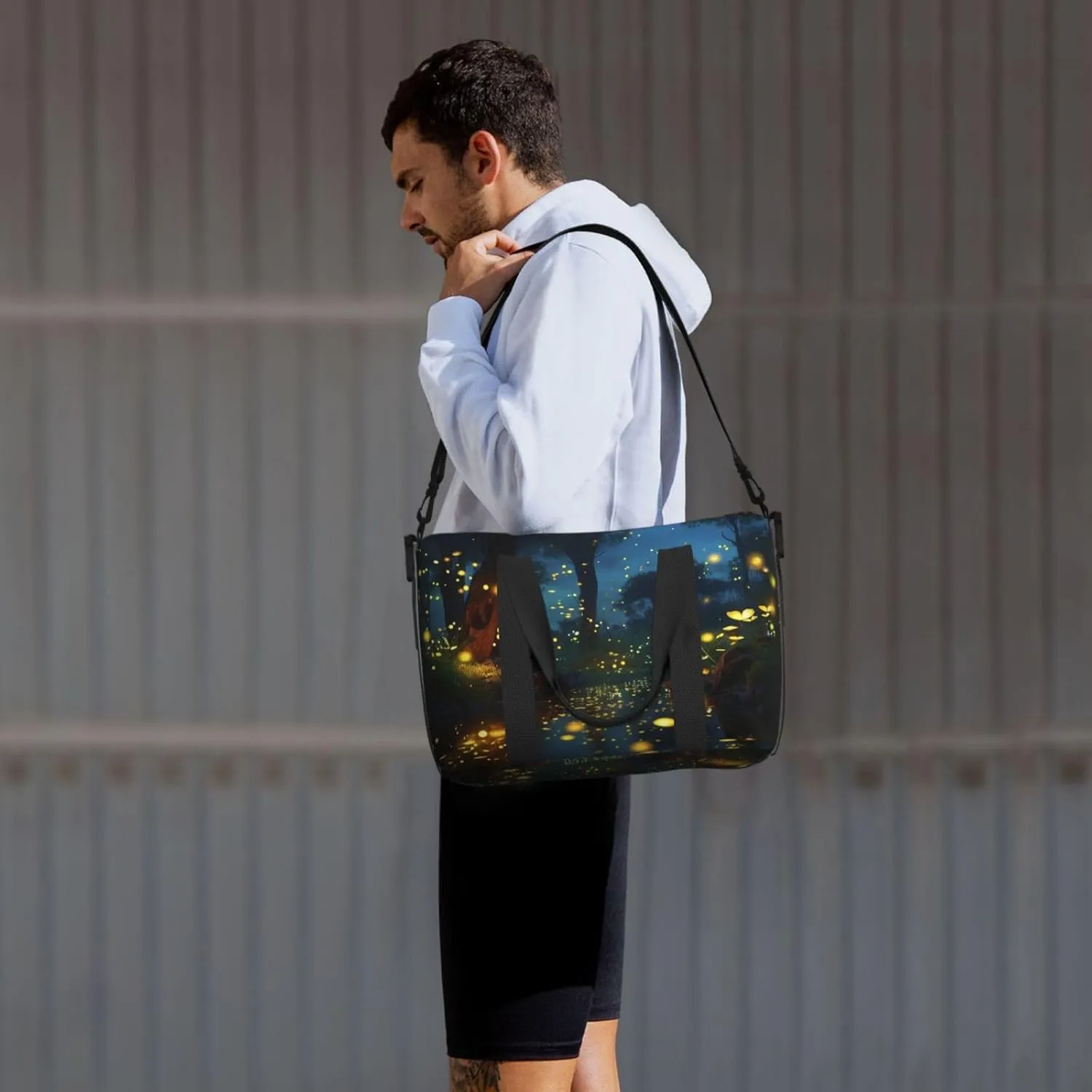 Gym Bags Small Fireflies Duffel Bag Overnight Bag with Shoe Compartment Carryon Bag for Men Women