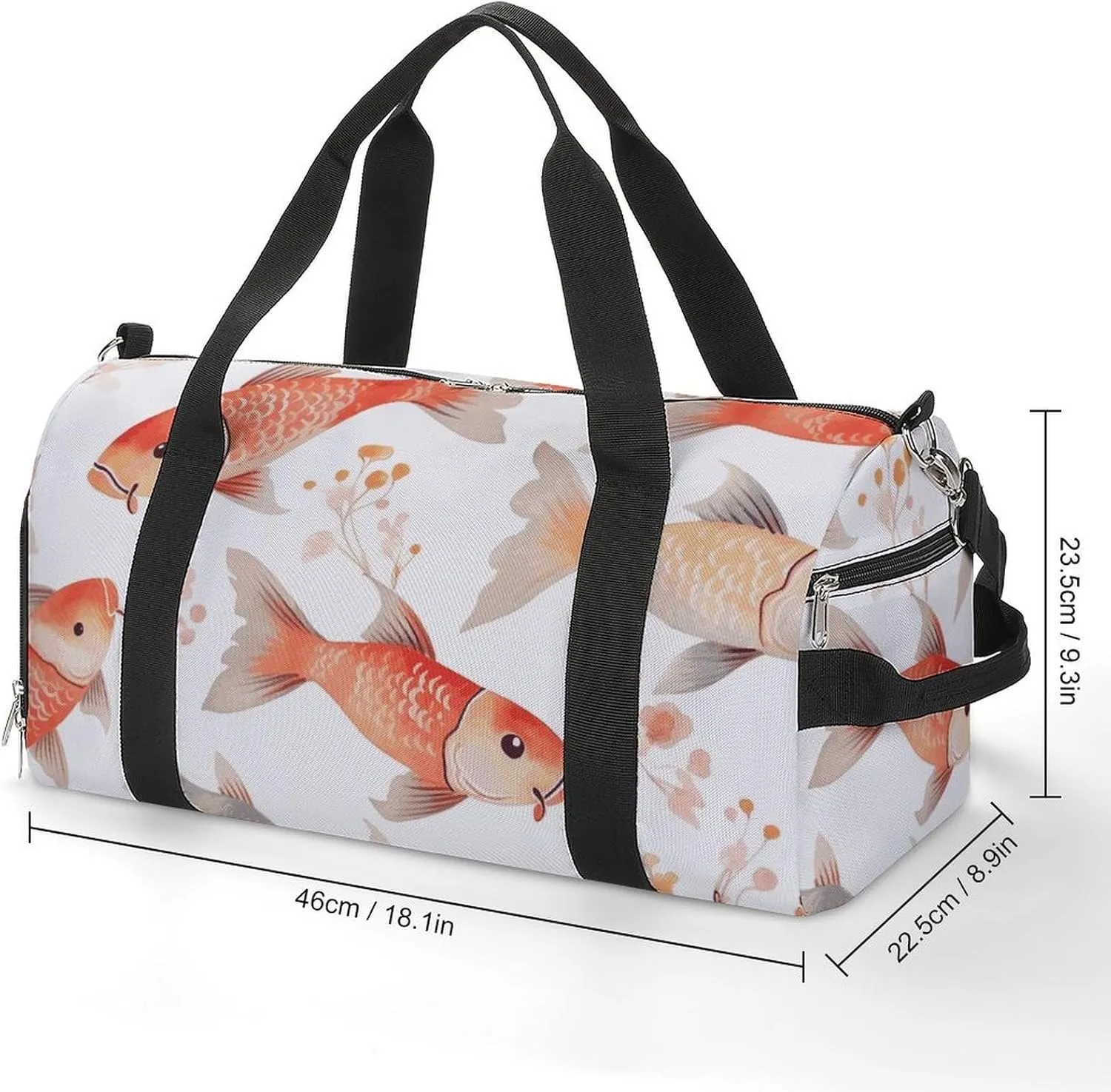 Gym Bags Small Fish Duffel Bag Overnight Bag with Shoe Compartment Carryon Bag for Men Women