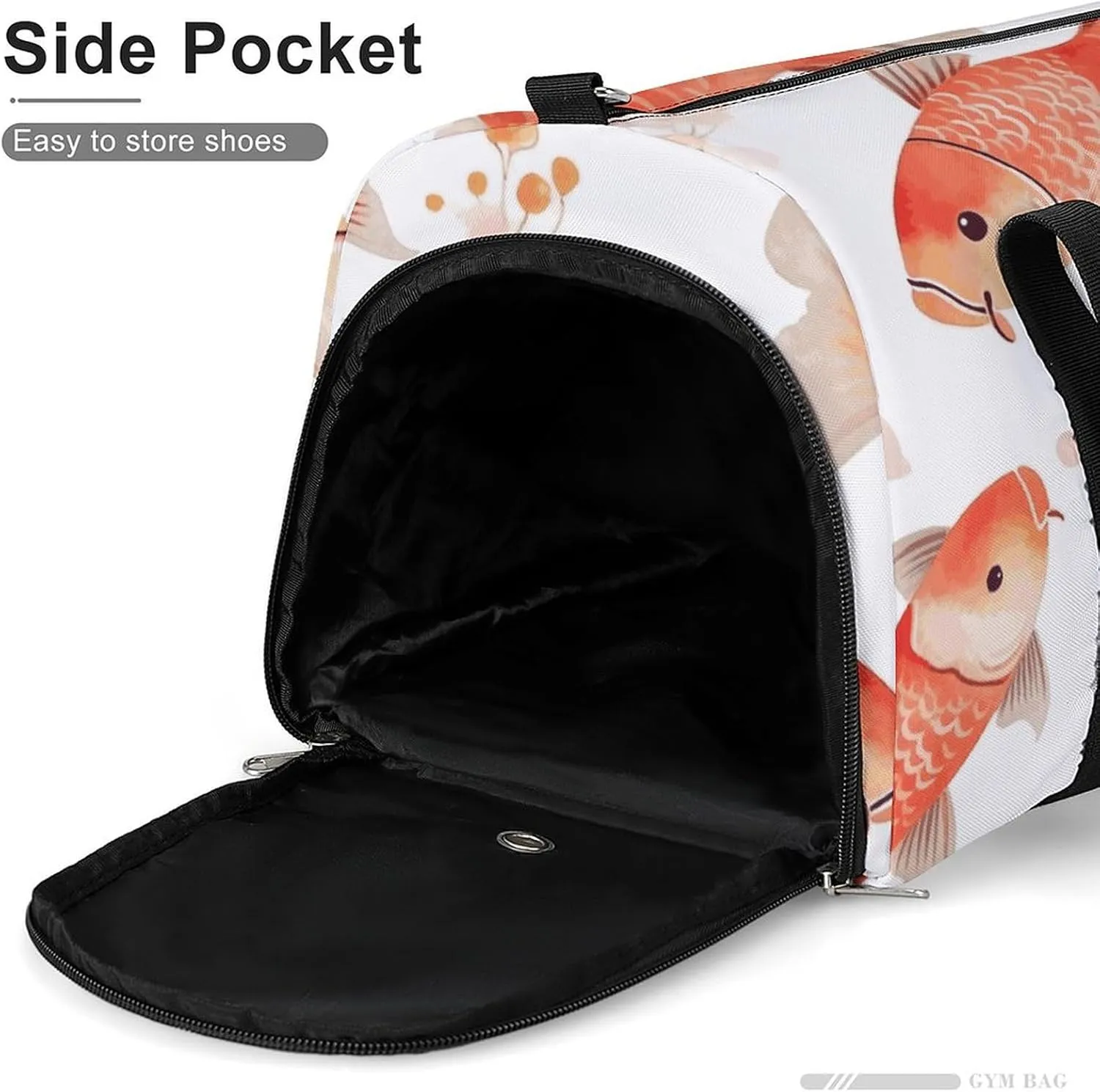 Gym Bags Small Fish Duffel Bag Overnight Bag with Shoe Compartment Carryon Bag for Men Women