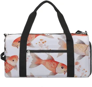 Gym Bags Small Fish Duffel Bag Overnight Bag with Shoe Compartment Carryon Bag for Men Women