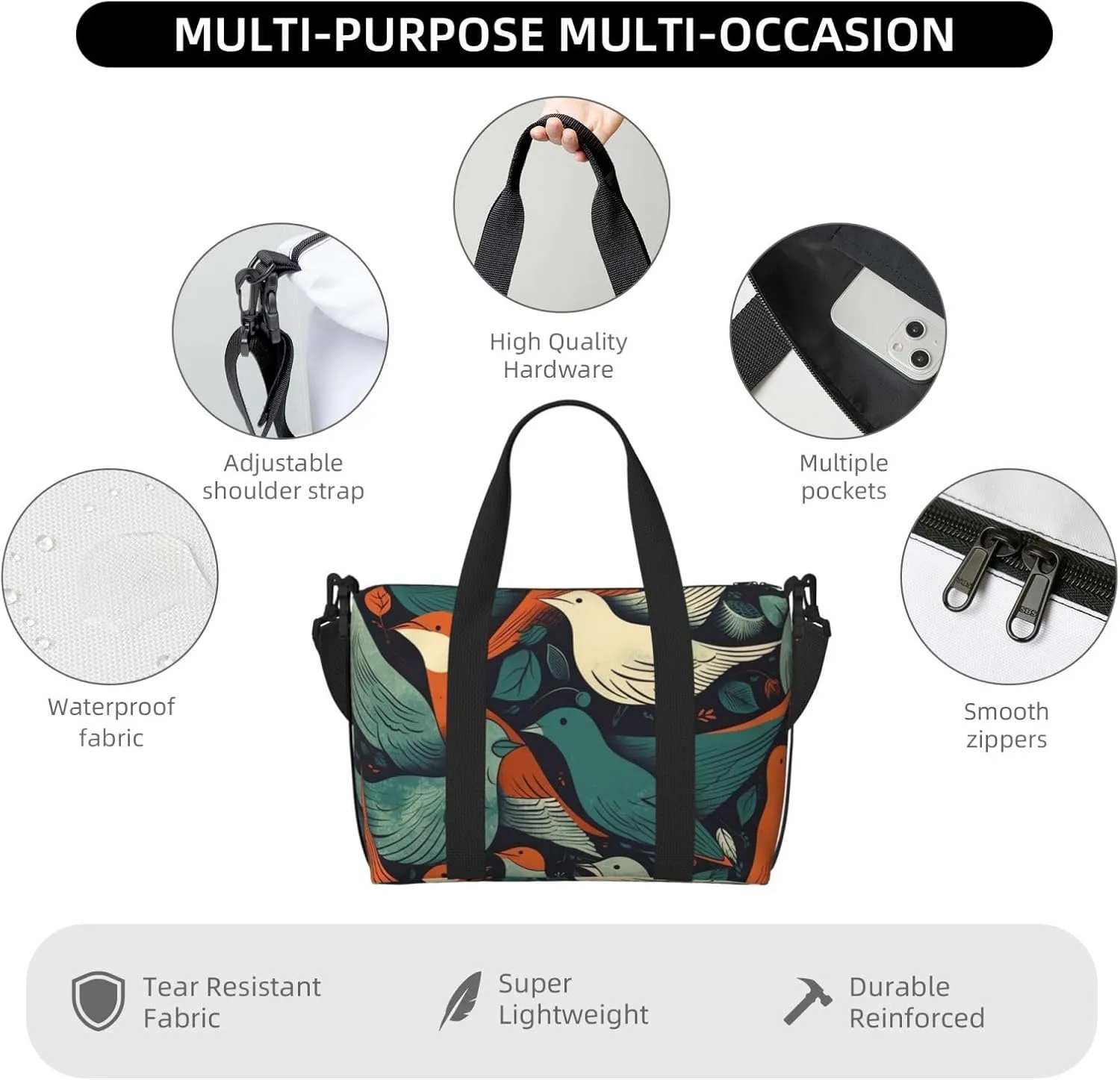Gym Bags Small Flock of Birds Duffel Bag Overnight Bag with Shoe Compartment Carryon Bag for Men Women