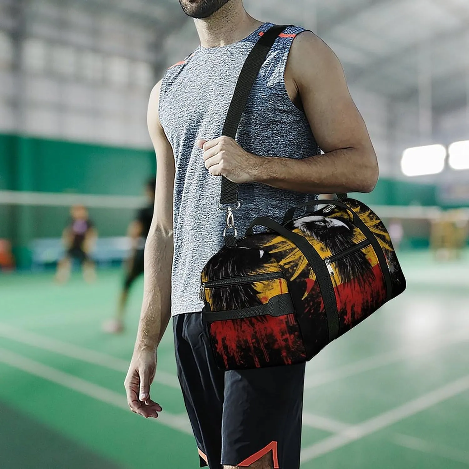 Gym Bags Small Germany Flag Eagle Duffel Bag Overnight Bag with Shoe Compartment Carryon Bag for Men Women