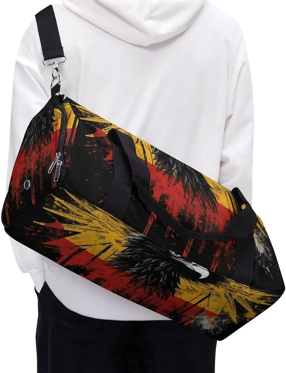 Gym Bags Small Germany Flag Eagle Duffel Bag Overnight Bag with Shoe Compartment Carryon Bag for Men Women