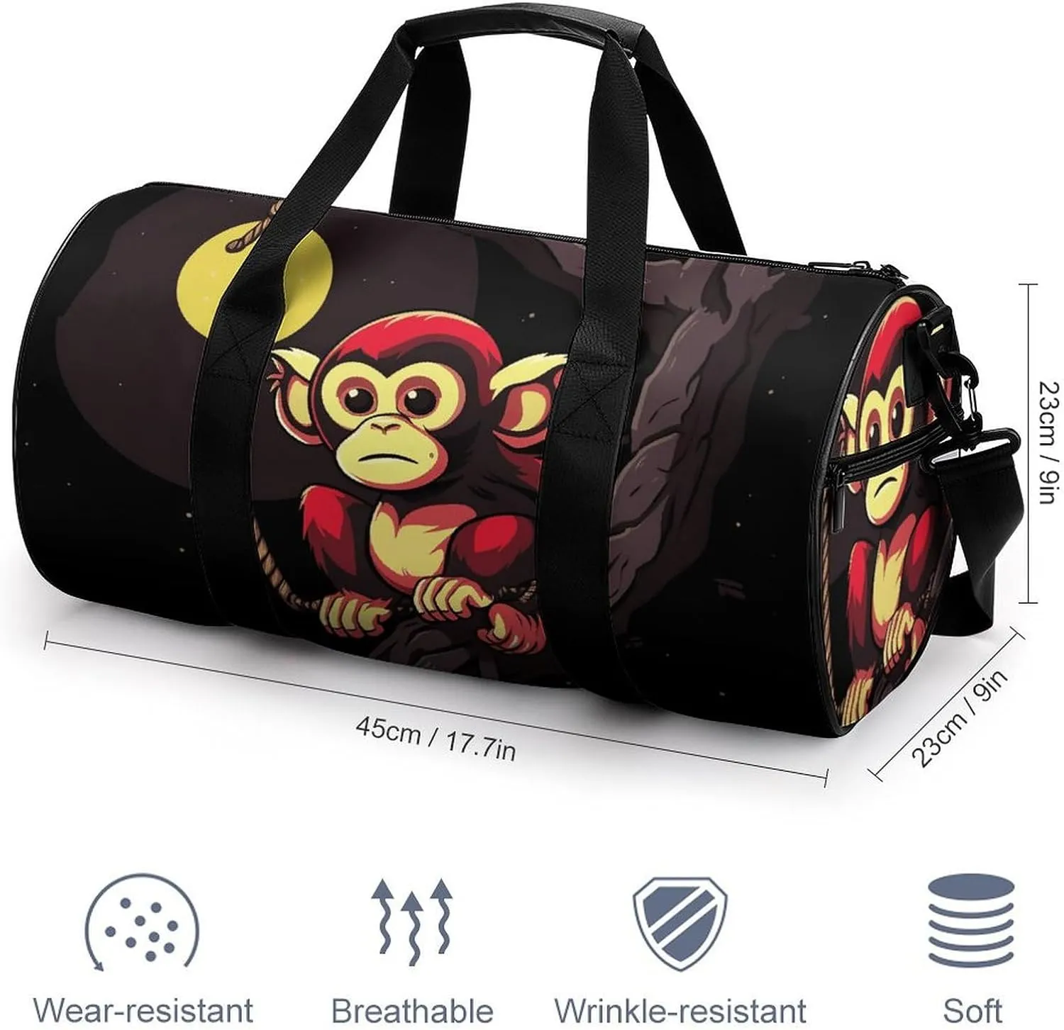 Gym Bags Small Monkey on Branch Duffel Bag Overnight Bag with Shoe Compartment Carryon Bag for Men Women
