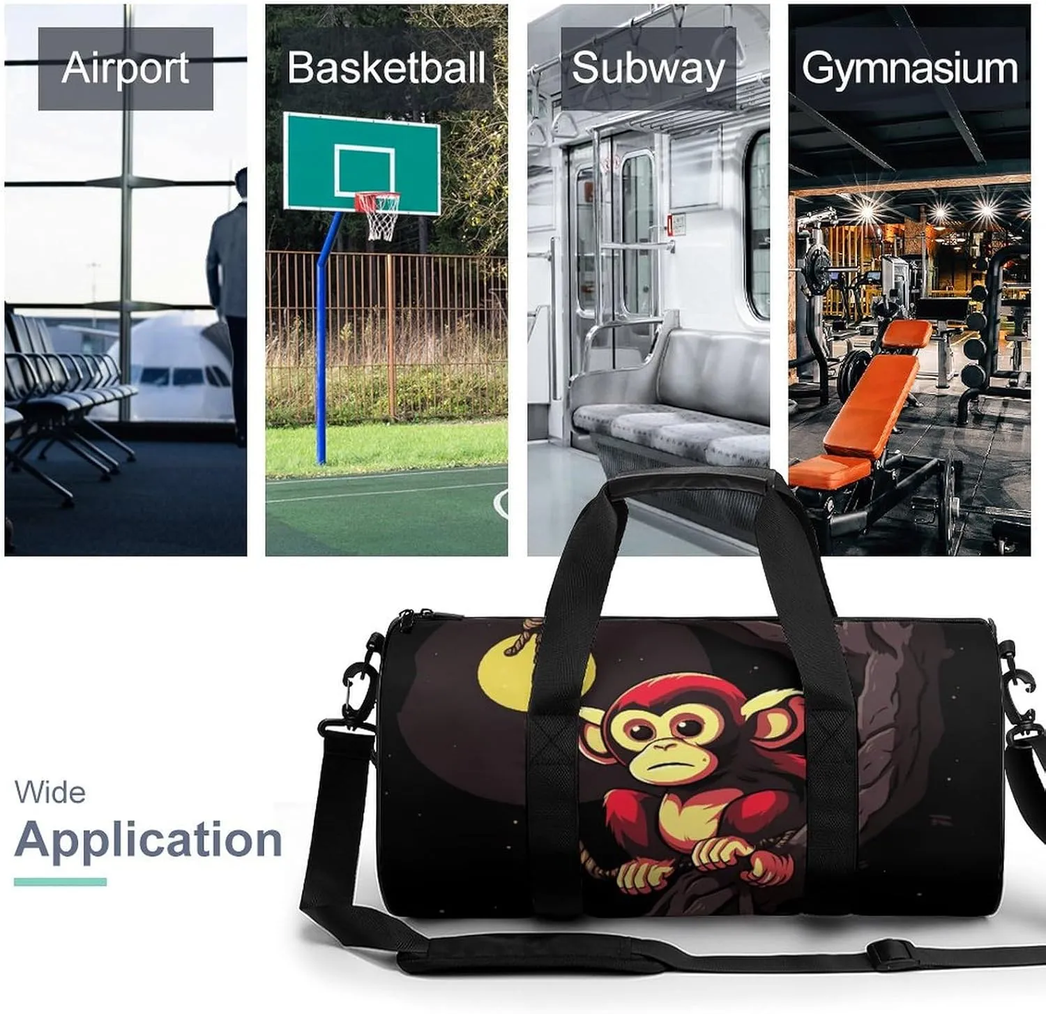 Gym Bags Small Monkey on Branch Duffel Bag Overnight Bag with Shoe Compartment Carryon Bag for Men Women