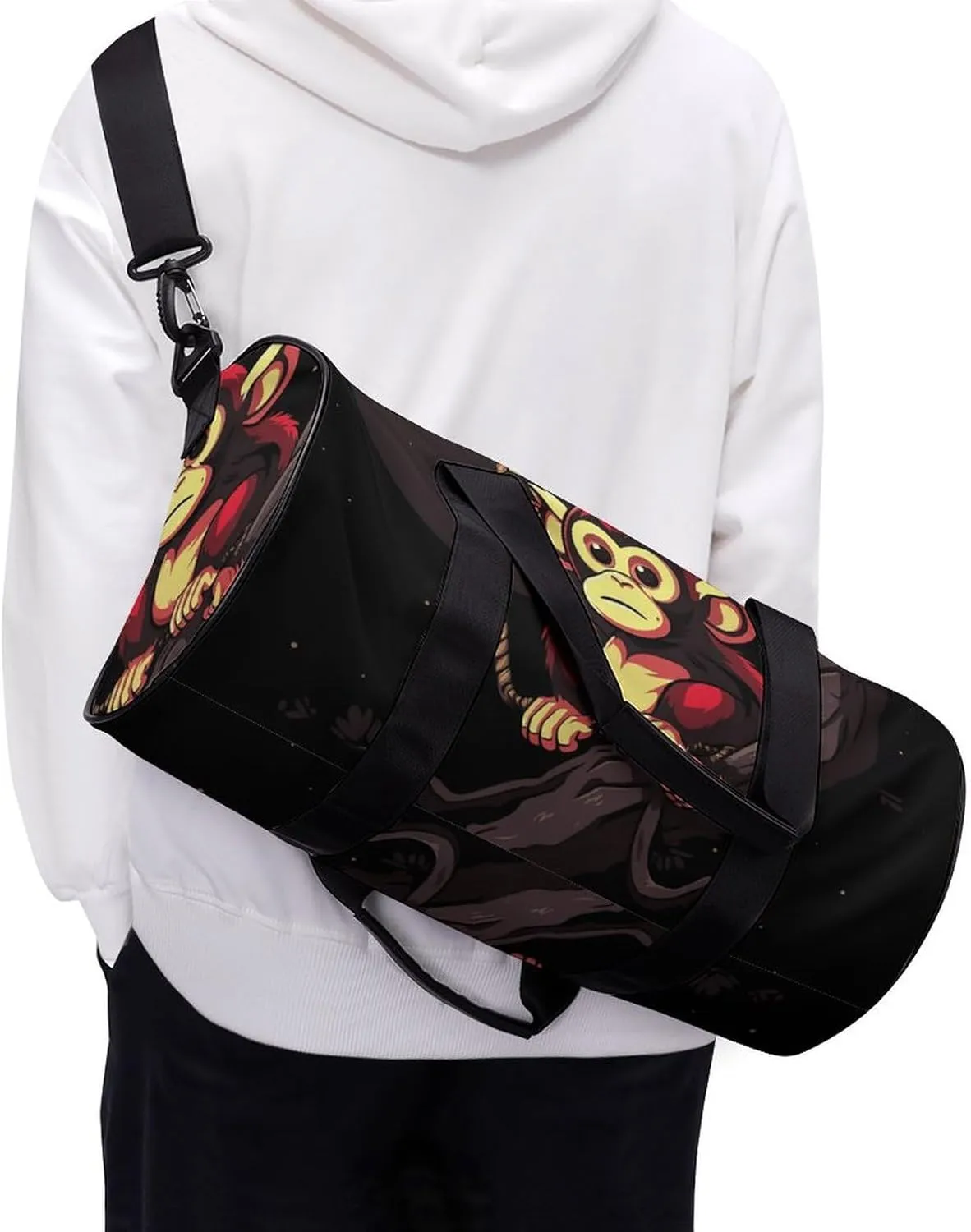 Gym Bags Small Monkey on Branch Duffel Bag Overnight Bag with Shoe Compartment Carryon Bag for Men Women