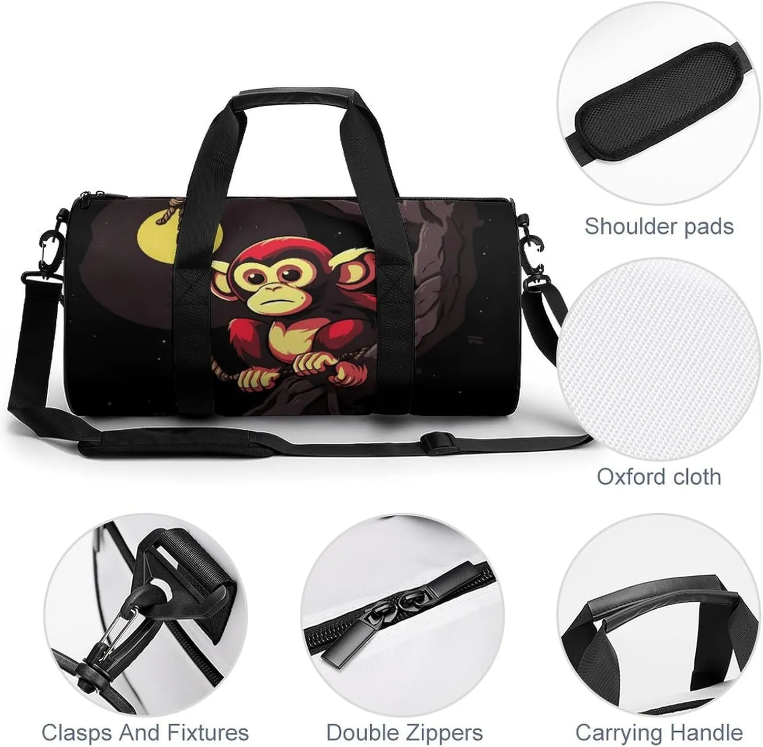 Gym Bags Small Monkey on Branch Duffel Bag Overnight Bag with Shoe Compartment Carryon Bag for Men Women
