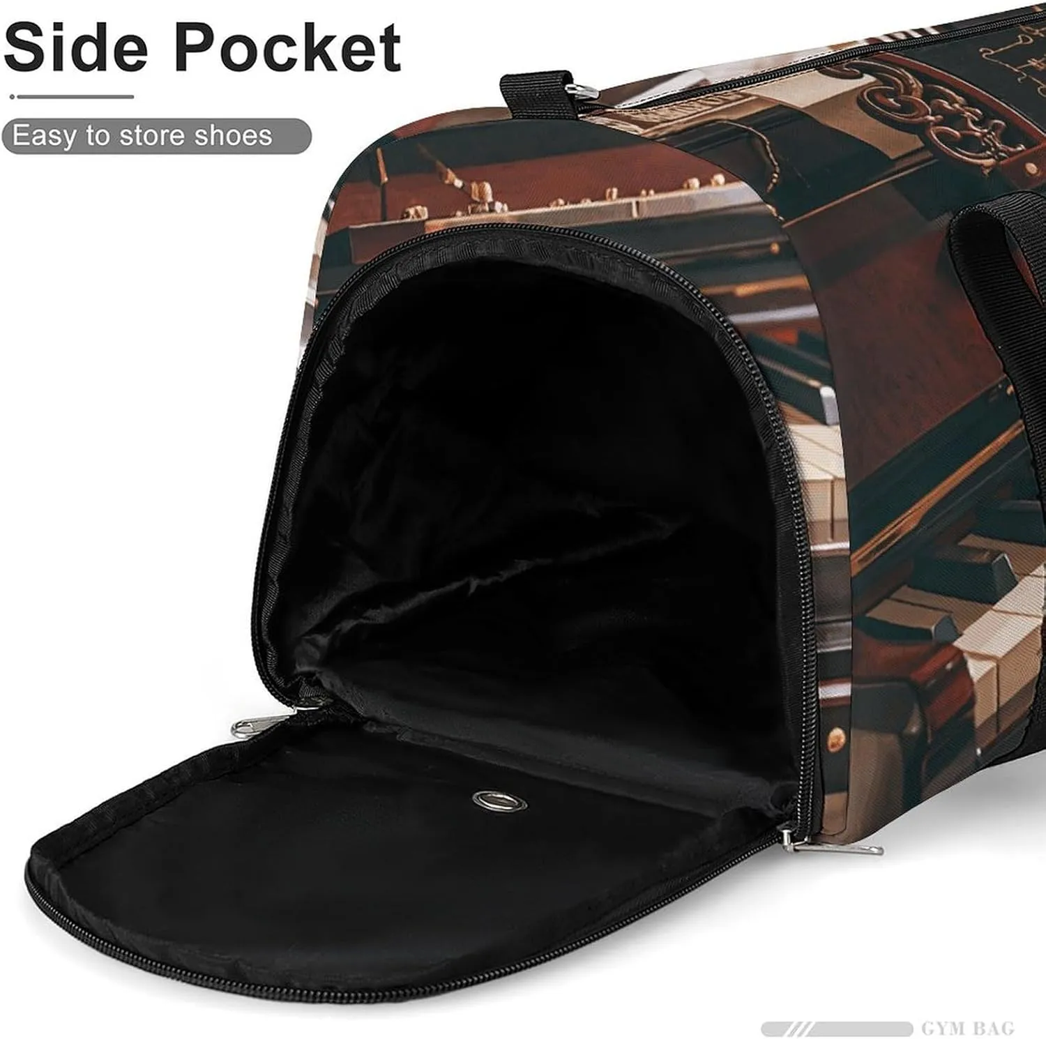 Gym Bags Small Music Note Pianos Duffel Bag Overnight Bag with Shoe Compartment Carryon Bag for Men Women